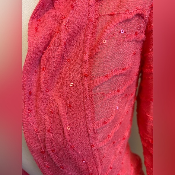 Frank Lyman Design Pink Sparkle Textured Drapey Open Cardigan women's size Small - Picture 3 of 9